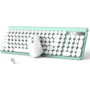 RaceGT LT400 2.4GHz Wireless Retro Keyboard Mouse Combo Cyan USB